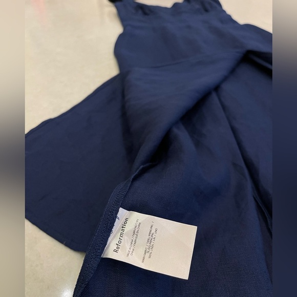 Reformation Seaside Linen In Danube Navy Dress Size 2 - Picture 13 of 15